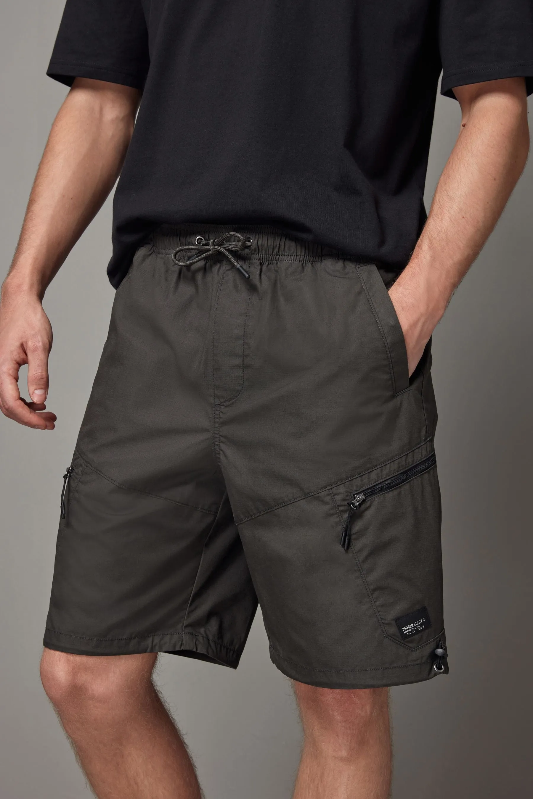 Cargo shorts with multiple pockets.