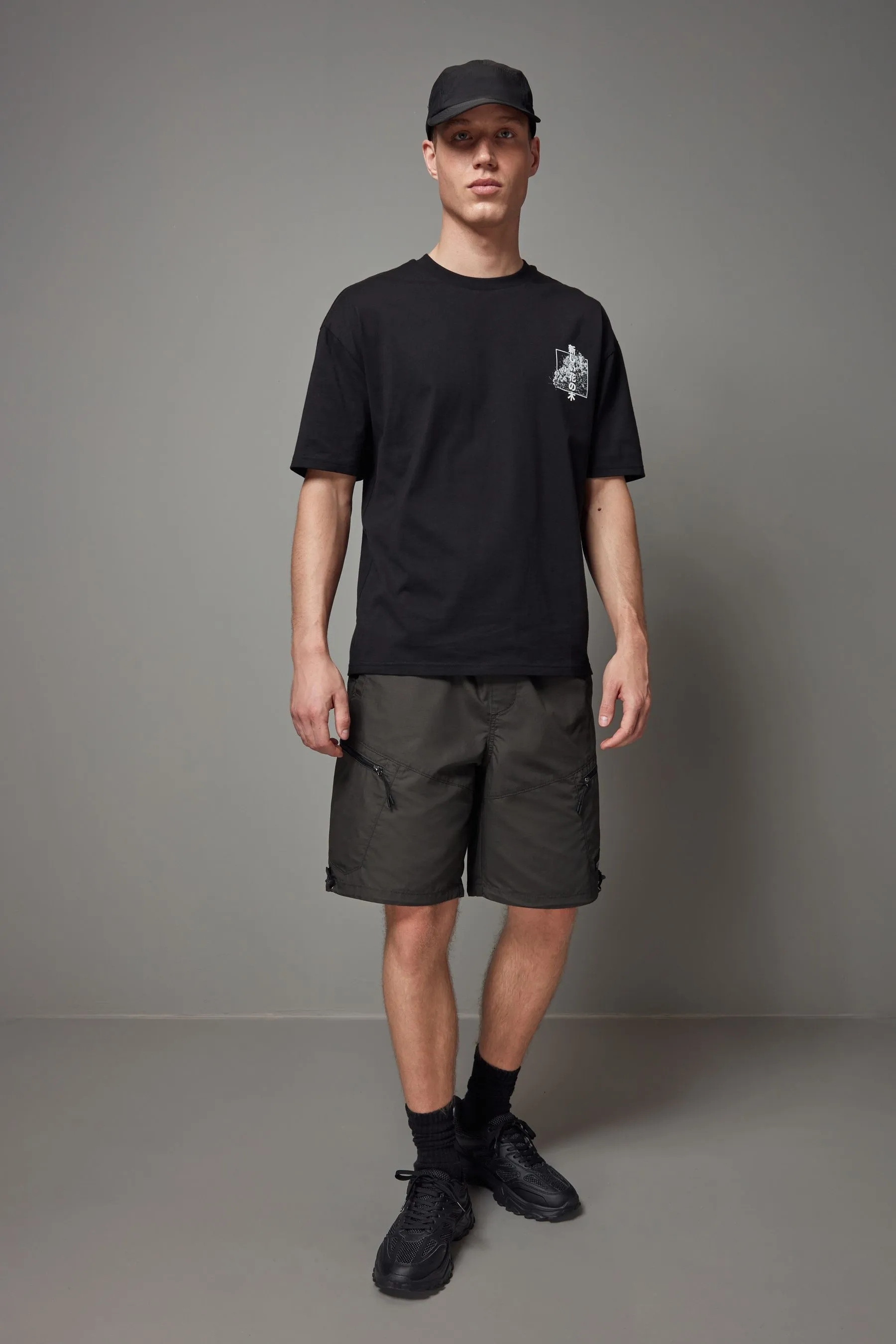 Cargo shorts with multiple pockets.