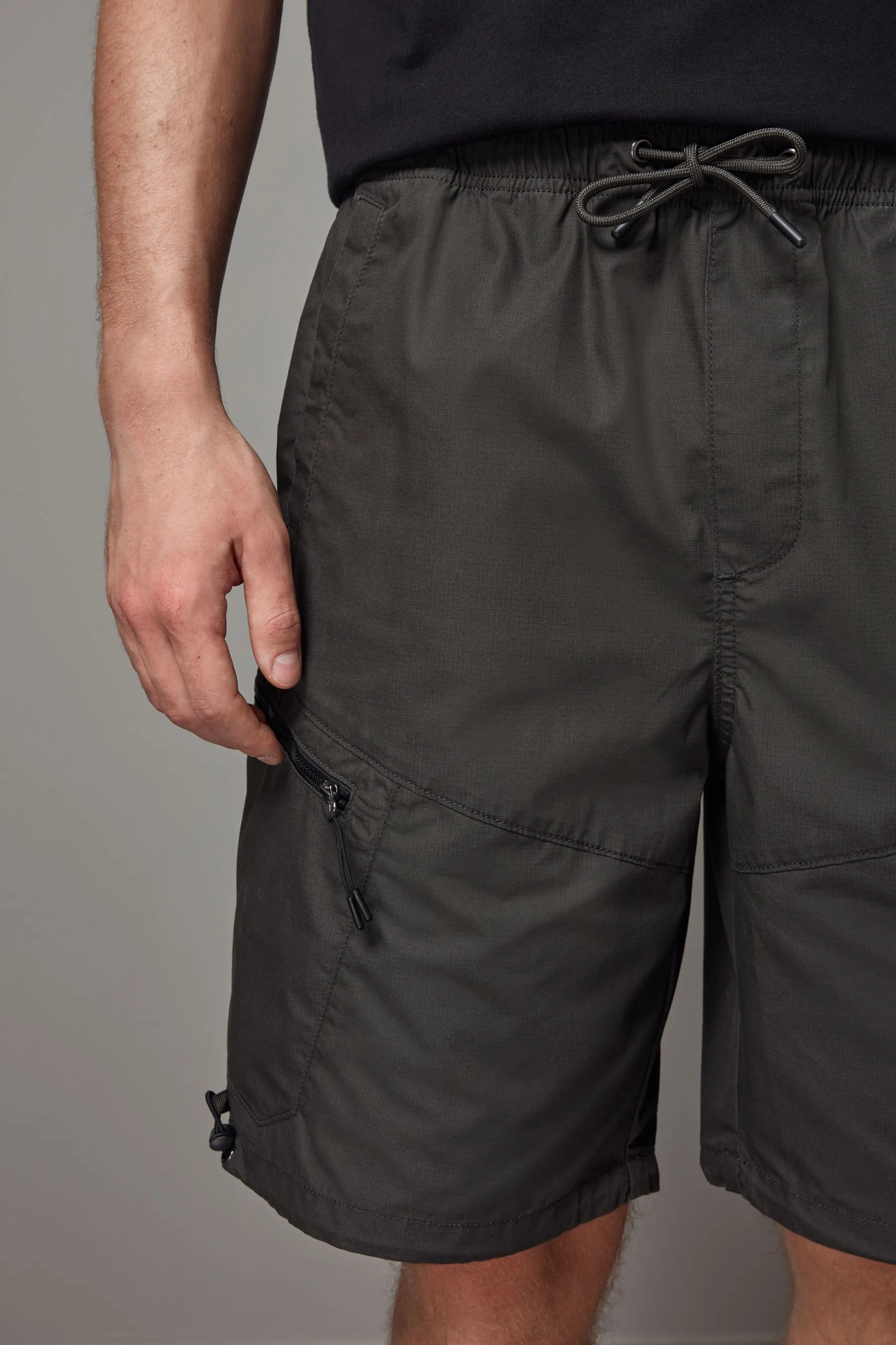 Cargo shorts with multiple pockets.