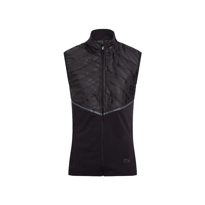 Energetics Baya VST - Women's Running Windproof Long Zip Sleeveless Jacket - Black/Reflective