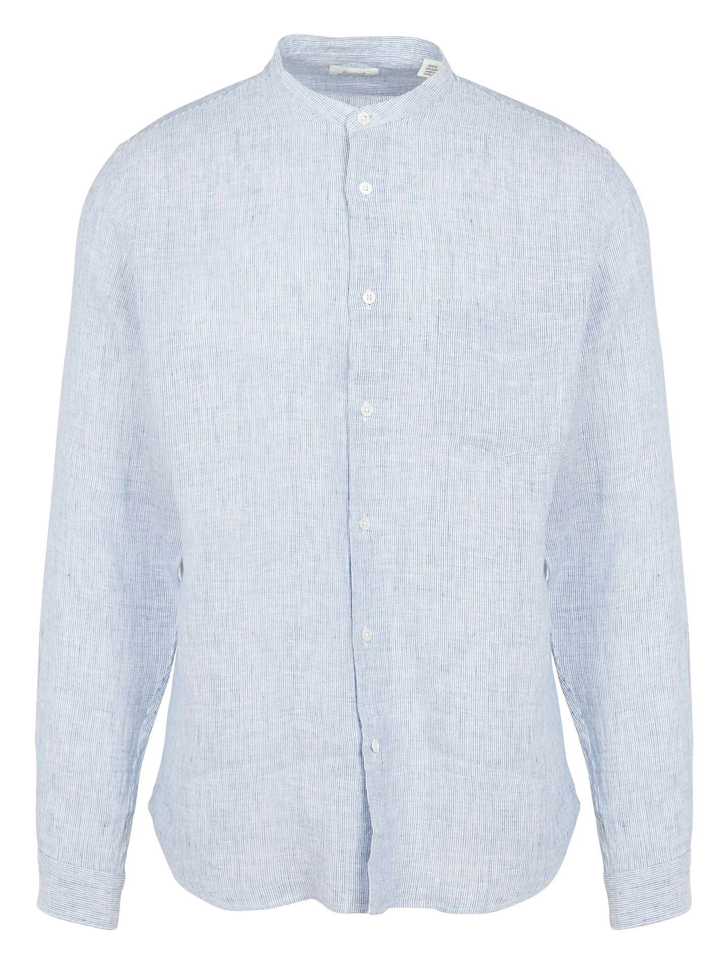 HARTFORD Camicia scollo tondo regular fit a righe in lino Blu